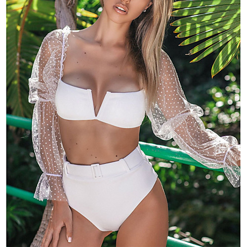 

Women's Bikini Swimsuit White Plus Size Swimwear Bathing Suits