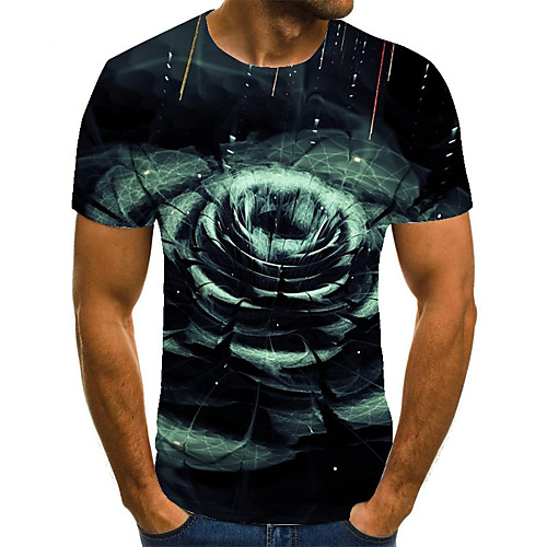 

Men's T shirt Shirt 3D Print Geometric 3D Print Print Short Sleeve Casual Tops Casual Fashion Round Neck Black