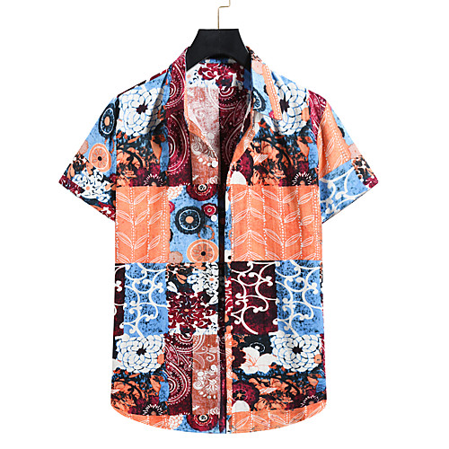 

Men's Shirt Other Prints Graphic Short Sleeve Daily Tops Basic Classic Rainbow
