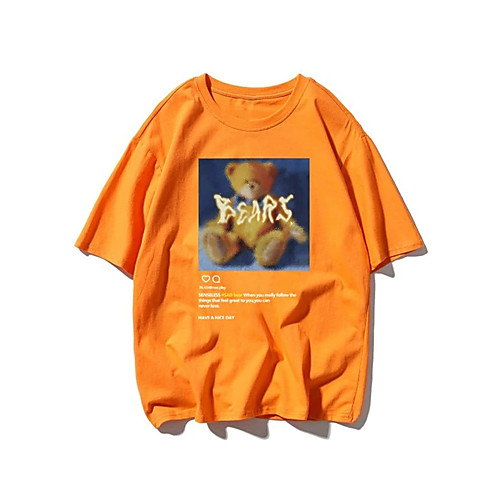 

Men's Unisex T shirt Shirt Hot Stamping Graphic Prints Bear Animal Plus Size Print Short Sleeve Daily Tops 100% Cotton Fashion Vintage Classic Round Neck Orange / Summer