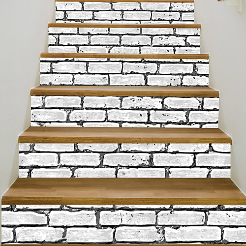 

Creative 3d Stairs Stickers White Cultural Bricks Diy Imitation Decorative Home Stickers Waterproof 3d Stereo Wall Stickers