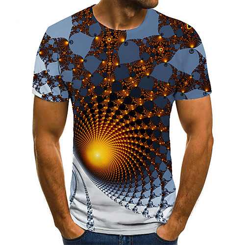 

Men's T shirt Shirt 3D Print Geometric 3D Print Print Short Sleeve Casual Tops Casual Fashion Round Neck White