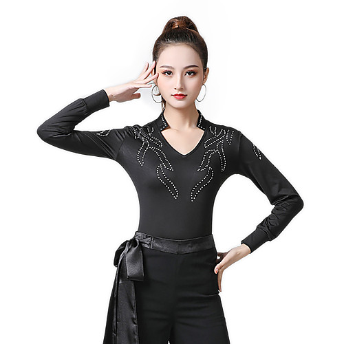

Latin Dance Ballroom Dance Top Beading Unisex Training Performance Elastane