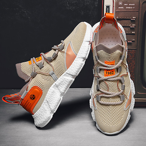 

Men's Trainers Athletic Shoes Sporty Casual Daily Outdoor Running Shoes Basketball Shoes Elastic Fabric Tissage Volant Breathable Non-slipping Wear Proof White Black Khaki Spring Summer