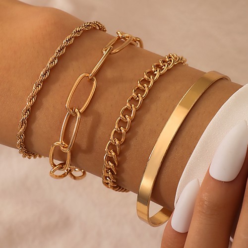 

Women's Chain Bracelet Thick Chain Love Stylish Alloy Bracelet Jewelry Gold For Party Evening