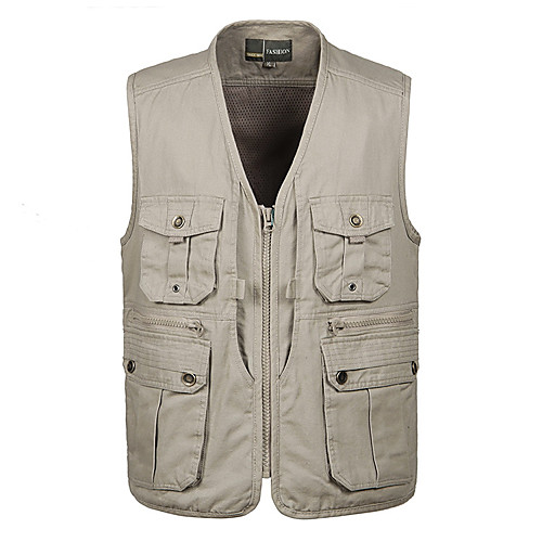 

Men's Fishing Vest Outdoor Breathable Mesh Multi-Pockets Quick Dry Lightweight Vest / Gilet Spring, Fall, Winter, Summer Fishing Photography Camping & Hiking Army Green Dark Green Khaki / Cotton