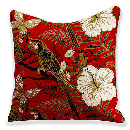 

Double Side 1 Pc Floral Cushion Cover Print 45x45cm Faux Linen for Sofa Bedroom