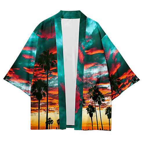 

Shirt Men's Scenery Coconut Tree 3D Print 3D Print Casual Short Sleeve Tops Casual Fashion Breathable Comfortable Rainbow