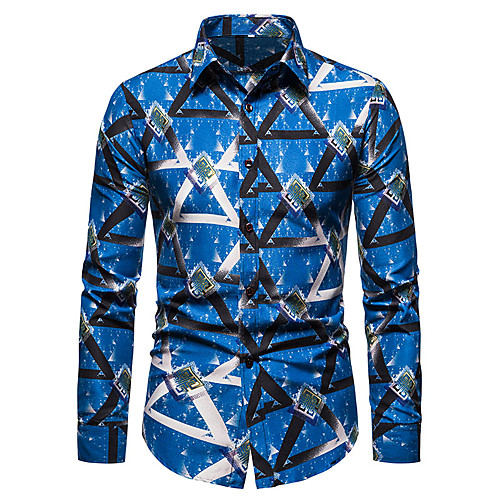 

Men's Shirt Graphic Long Sleeve Casual Tops Simple Blue Wine Brown