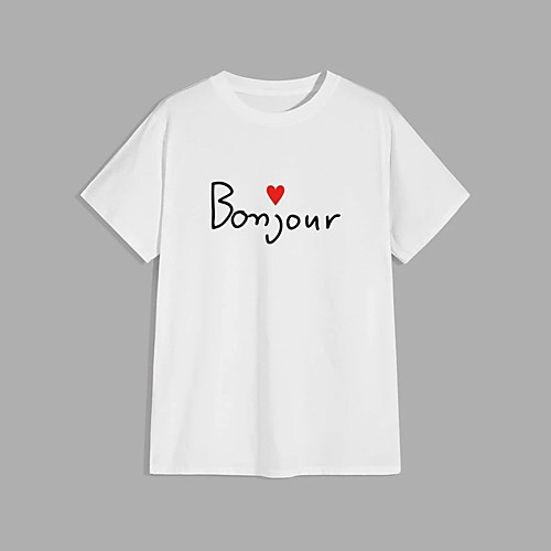 

Men's Unisex T shirt Shirt Hot Stamping Letter Plus Size Print Short Sleeve Casual Tops 100% Cotton Basic Casual Fashion Round Neck White / Summer