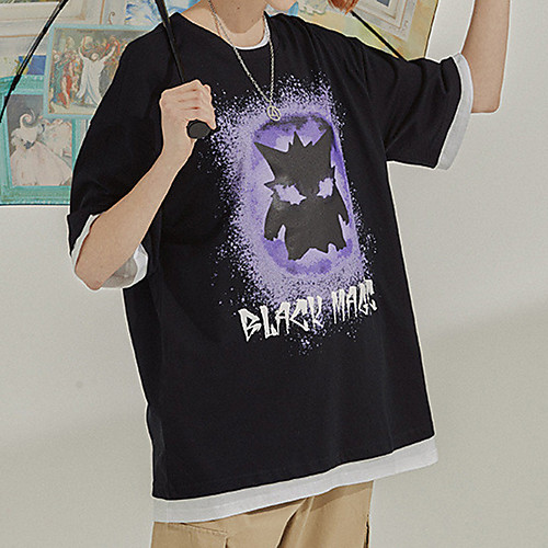 

Men's Unisex T shirt Hot Stamping Cartoon Graphic Prints Plus Size Print Short Sleeve Casual Tops 100% Cotton Basic Casual Fashion White Black
