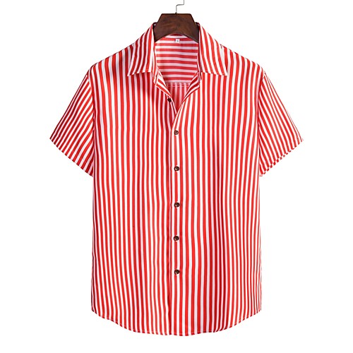 

Men's Shirt Other Prints Letter Animal collared shirts Print Short Sleeve Daily Tops Beach Boho Red