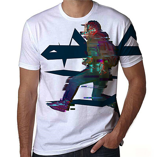 

Men's T shirt 3D Print Graphic Prints Portrait Print Short Sleeve Daily Tops Casual Designer Big and Tall White