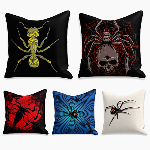 

5 pcs Linen Pillow Cover, 3D Square Zipper Polyester Traditional Classic