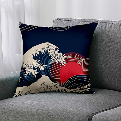 

Double Side 1 Pc Geometric Cushion Cover Print 45x45cm Faux Linen for Sofa Bedroom