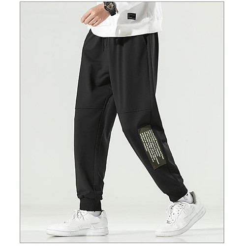 

Chino Men's Sweatpants Pants Ankle-Length Letter Black