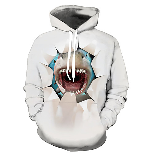 

Men's Pullover Hoodie Sweatshirt Graphic Prints Animal Print Hooded Daily Sports 3D Print 3D Print Casual Hoodies Sweatshirts Long Sleeve White
