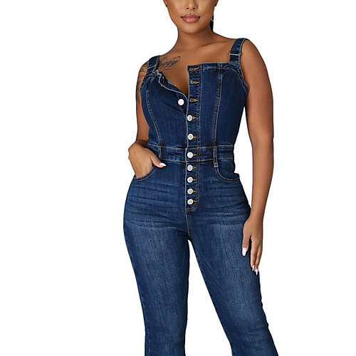 

Women's Ordinary Blue Jumpsuit Solid Colored