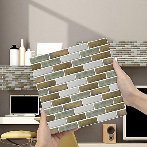 

Imitation Epoxy Tile Sticker Blue Brown Mosaic Wall Sticker House Renovation Diy Self-adhesive Pvc Wallpaper Painting Kitchen Waterproof And Oilproof Wall Sticker