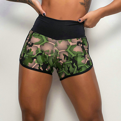 

Women's Hip-Hop Chino Comfort Daily Fitness Shorts Pants Pattern Camouflage Short Patchwork Elastic Waist Print Black