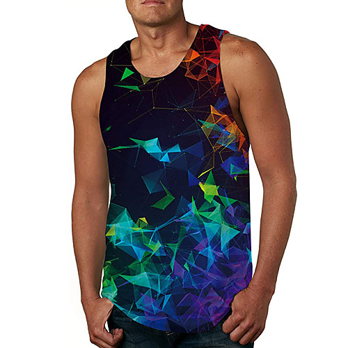 

Men's Tank Top Vest Undershirt Shirt 3D Print 3D Print Sleeveless Daily Tops Casual Beach Rainbow / Summer