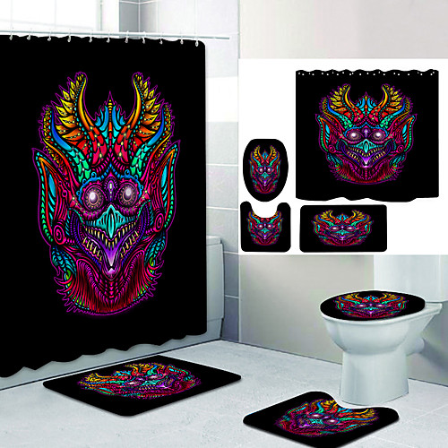 

Bathroom Shower Curtain & Mat Set Modern Polyester New Design