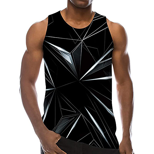 

Men's Tank Top Undershirt 3D Print 3D 3D Print Sleeveless Daily Tops Casual Beach Black Navy Blue