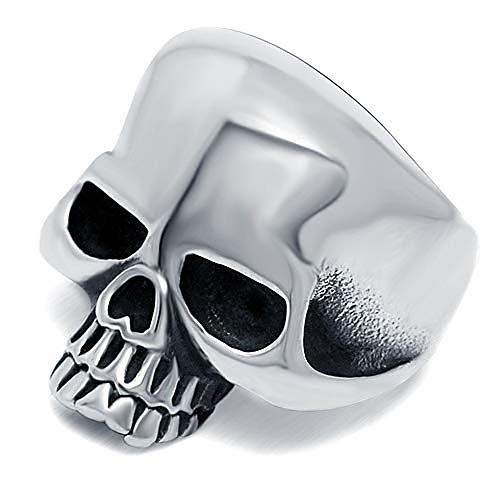 

van unico stainless steel skull head solid ring for men retro pinky ring (7)