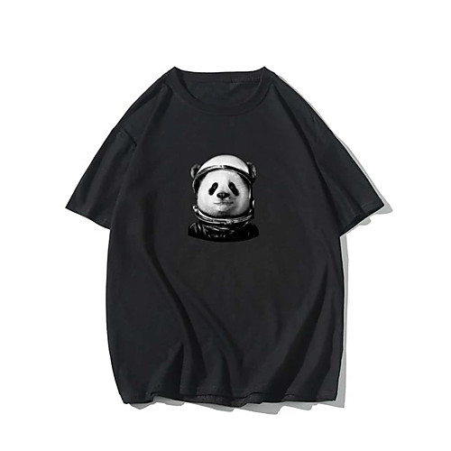 

Men's Unisex T shirt Hot Stamping Panda Animal Plus Size Print Short Sleeve Casual Tops 100% Cotton Basic Casual Fashion Black