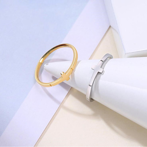 

Ring Geometrical Rose Gold White Stainless Steel Cross Fashion 1pc 6 7 / Women's