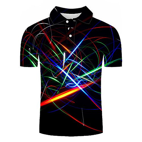 

Men's Golf Shirt Tennis Shirt 3D Print Geometric 3D Print Print Short Sleeve Casual Tops Casual Fashion Black