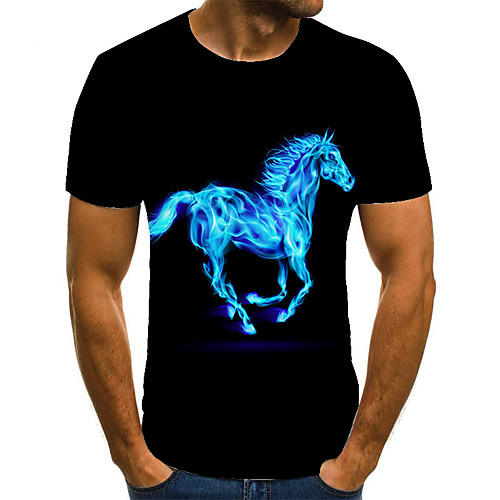 

Men's T shirt Shirt 3D Print Animal 3D Print Print Short Sleeve Casual Tops Casual Fashion Round Neck Black