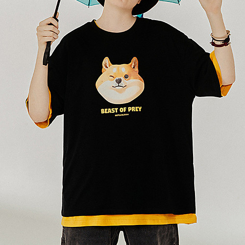 

Men's T shirt Hot Stamping Dog Graphic Prints Animal Print Short Sleeve Casual Tops 100% Cotton Basic Casual Fashion White Black