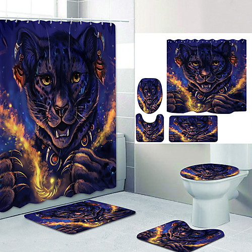 

Bathroom Shower Curtain & Mat Set Modern Polyester New Design