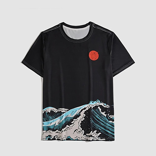 

Men's Unisex T shirt Shirt Hot Stamping Spray Plus Size Print Short Sleeve Casual Tops 100% Cotton Basic Casual Fashion Round Neck Black / Summer