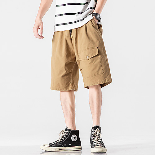 

Men's Shorts Cargo Outdoor Casual Daily Shorts Tactical Cargo Pants Plain Short Black Khaki