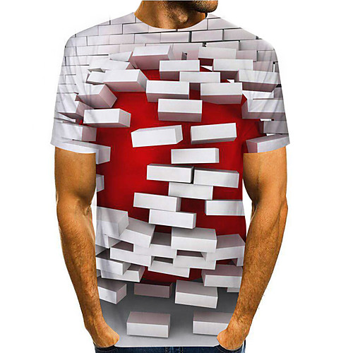 

Men's T shirt Shirt 3D Print Graphic 3D 3D Print Short Sleeve Daily Tops Basic Casual Round Neck Gray / Summer