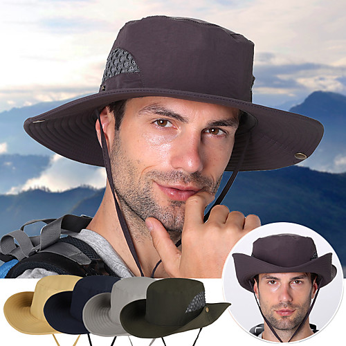 

Women's Men's Sun Hat Hiking Hat Boonie hat 1 PCS Wide Brim Outdoor Portable Breathable Quick Dry Ultraviolet Resistant Hat Solid Color Nylon Dark Grey Grey Khaki for Hunting Fishing Climbing
