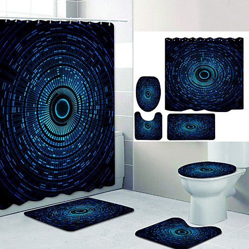 

Bathroom Shower Curtain & Mat Set Modern Polyester New Design