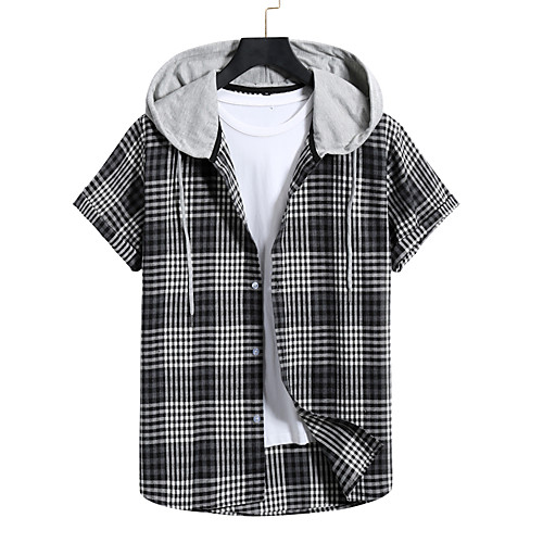 

Sweatshirt Shirt Men's Color Block Plain non-printing Patchwork Casual Short Sleeve Tops Black