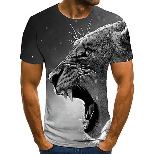

Men's T shirt 3D Print Animal 3D Print Print Short Sleeve Casual Tops Casual Fashion Black / White