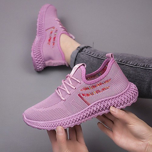 

Women's Trainers Athletic Shoes Flyknit Shoes Round Toe Tissage Volant Pink Purple Black