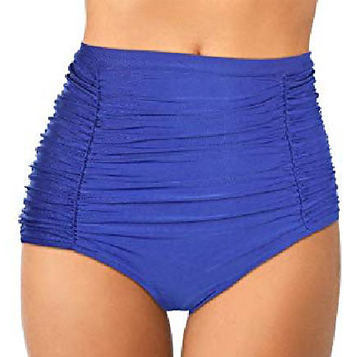 

women's retro swim bottoms high waist ruched bikini bottom tankini swimsuit shorts for vocations (royal blue, xxl size)