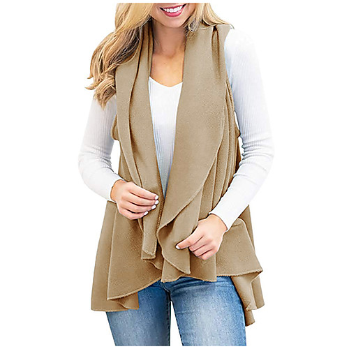 

Women's Vest Solid Color Pure Color Casual Coat Fall Winter Casual / Daily Regular Jacket Gray