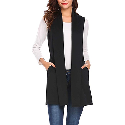 

kulywon women casual sleeveless cape shawl pocket draped open front cardigan vest coat black