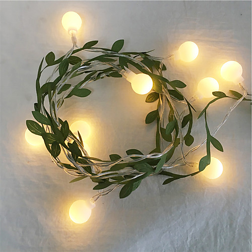 

6M 3M Tiny Ivy Leaf With Ball Garland Fairy Light LED Flexible String Lights for Wedding Table Christmas Home Party Decoration AA Battery Power Warm White Lighting