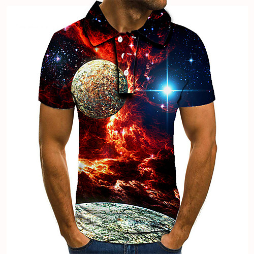 

Men's Golf Shirt Tennis Shirt 3D Print Geometric 3D Print Print Short Sleeve Casual Tops Casual Fashion Wine