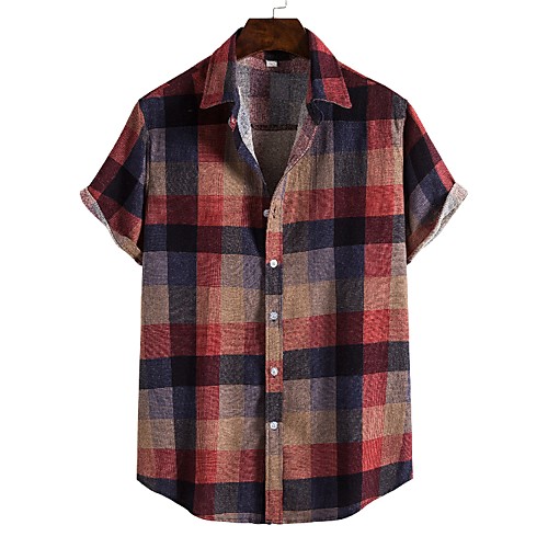 

Men's Shirt Other Prints Letter Animal collared shirts Print Short Sleeve Daily Tops Beach Boho Red