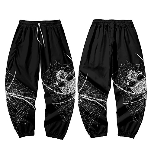 

Men's Casual / Sporty Athleisure Daily Sports Harem Loose Jogger Pants Sweatpants Pants Spider Full Length 3D Print Elastic Waist Black