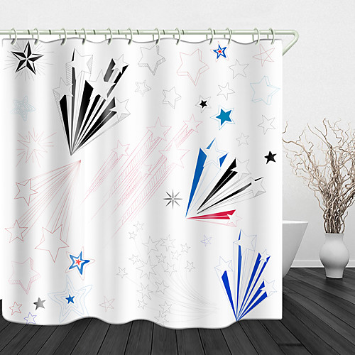 

Beautiful Five-pointed Star Print Waterproof Fabric Shower Curtain for Bathroom Home Decor Covered Bathtub Curtains Liner Includes with Hooks 72 Inch